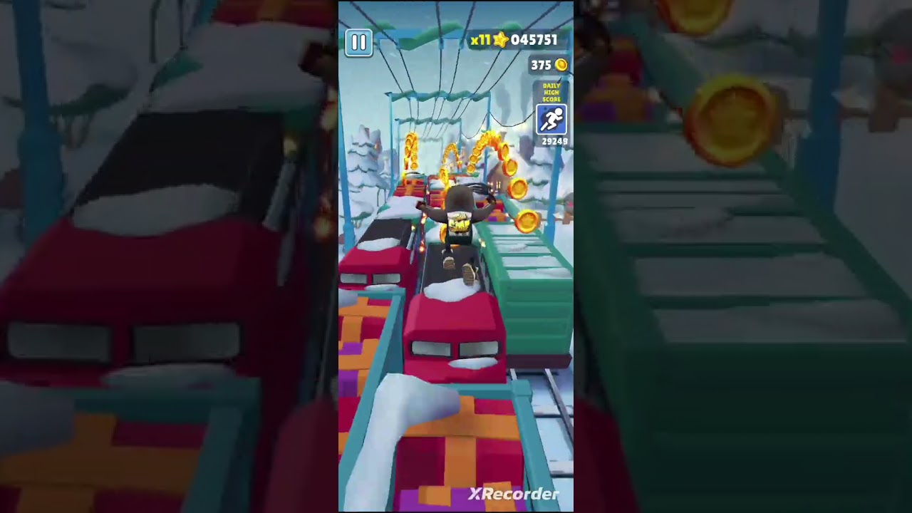 Playing subway surfers 