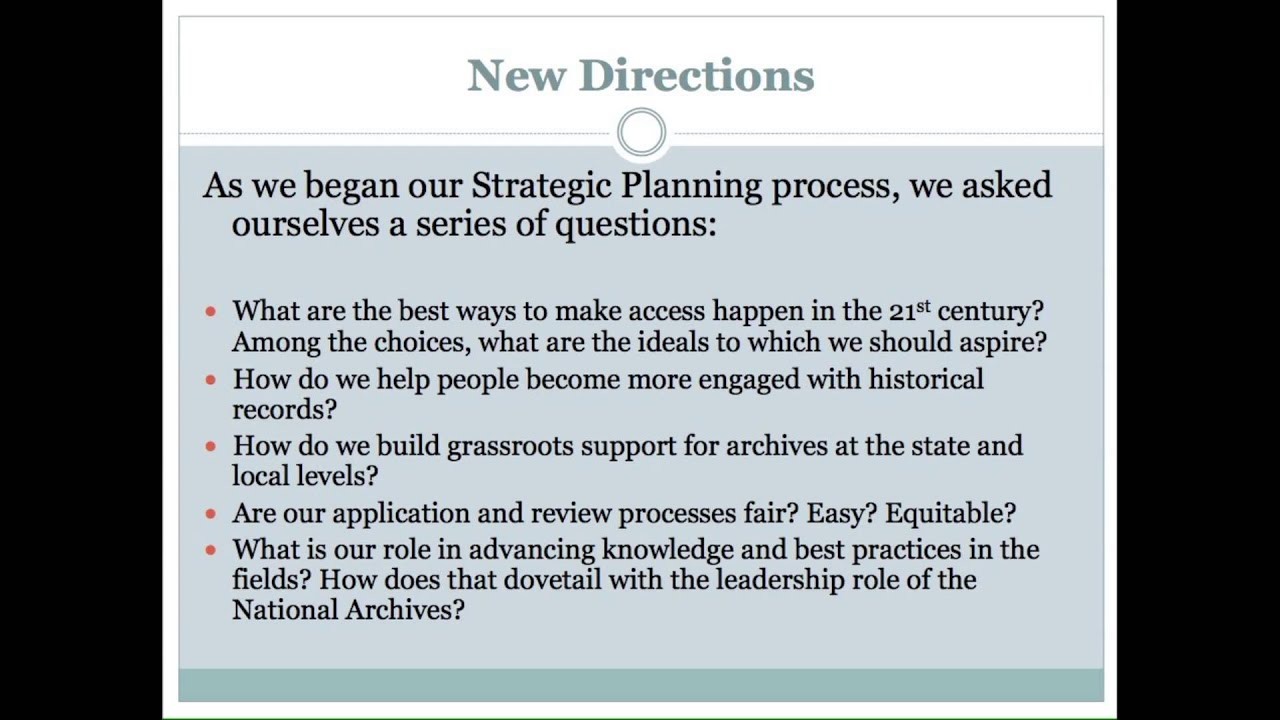 Strategic Planning at the National Historical Publications and Records Commission