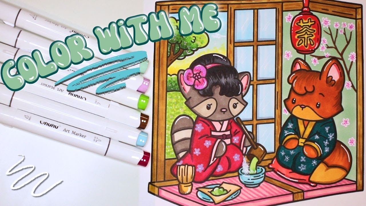 Color with me 🌸🍵 *NEW* 'Cozy Japan' by Jade Summer | #adultcoloring #jadesummer