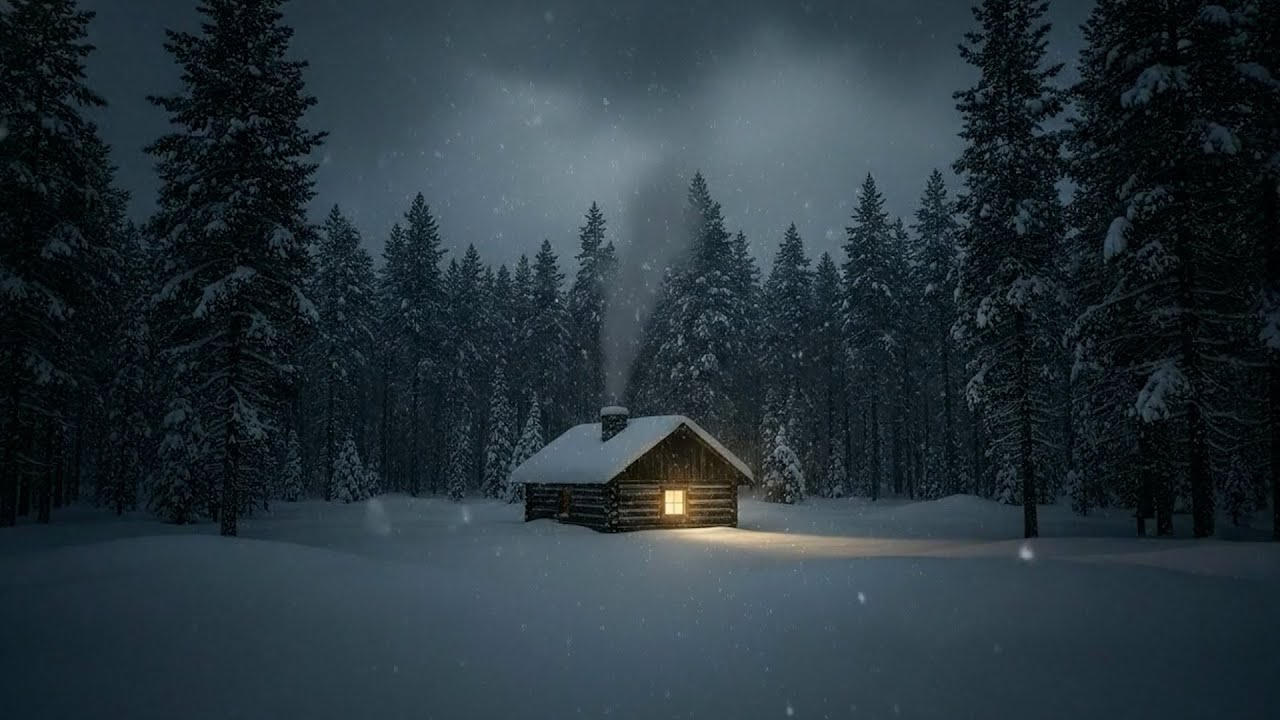 Lonely Cabin Sanctuary | Intense Winter Blizzard & Howling Wind Sounds | Cozy Wood Cabin Ambience