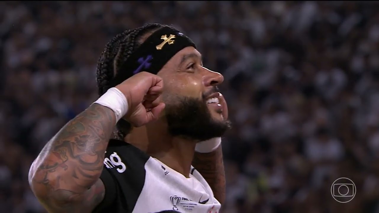 Gol do T&iacute;tulo e de Memphis Depay: Vasco 1x2 Corinthians - Final da Copa do Brasil 2025 (Globo)