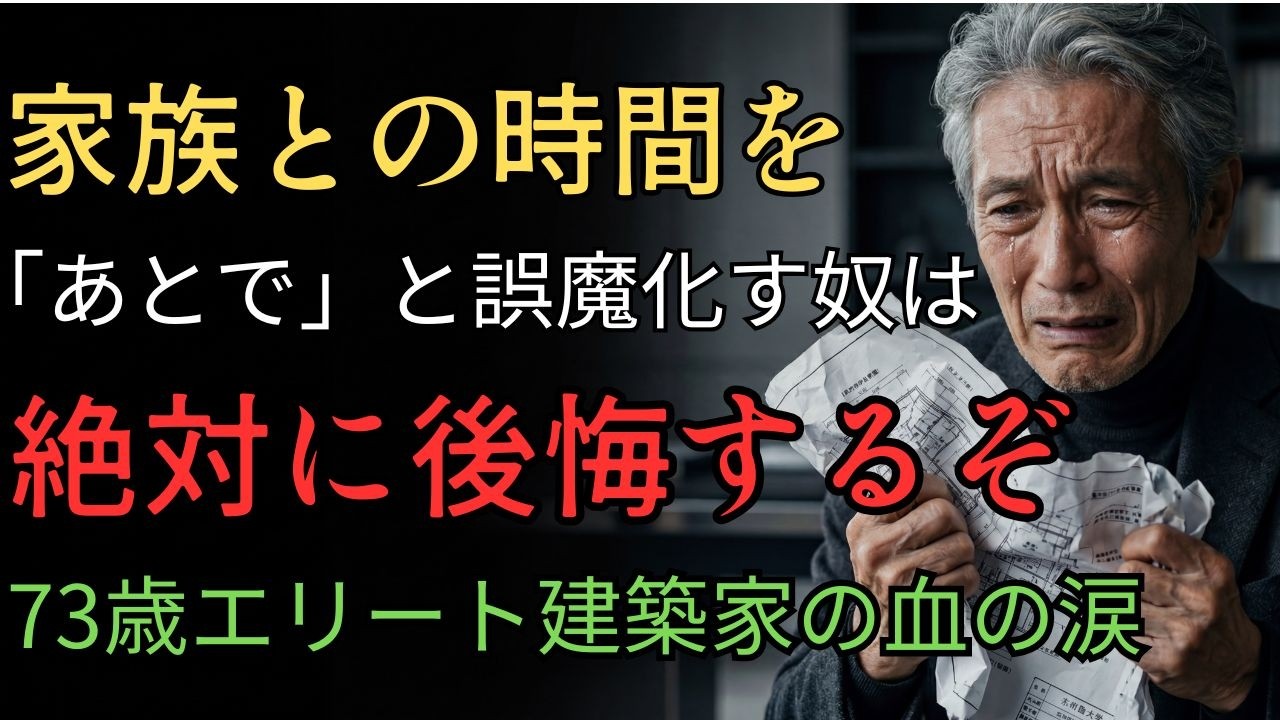 【人生の教訓】「あなたの『あとで』は絶対に来ない」地位と金を手にした73歳元エリート建築家の激しい後悔