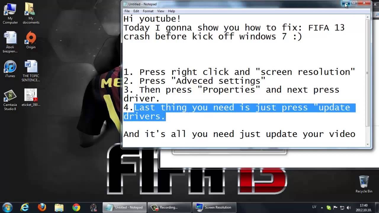 FIFA 13 crash fix - Windows 7
