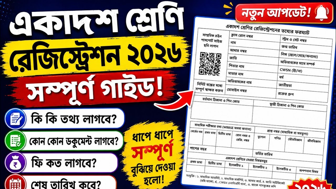 🔥 Class XI Registration 2026-2027| Data Format Fill Up | Fees, Documents & Last Date