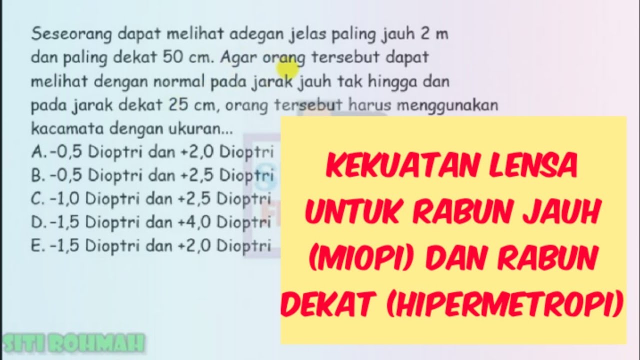 Kekuatan Lensa Miopi dan Hipermetropi ( Alat Optik ) - FISIKA