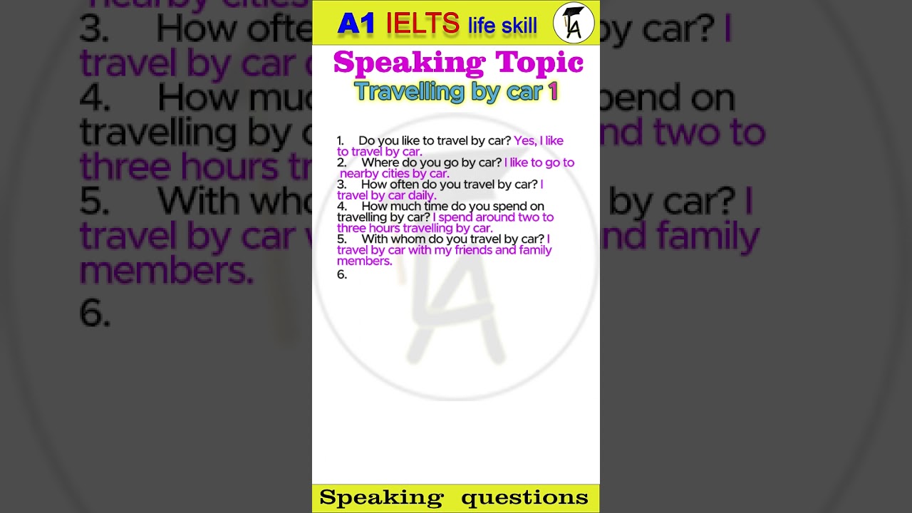 A1 IELTS Life Skill Speaking: Travelling by car 1: UKVI Test