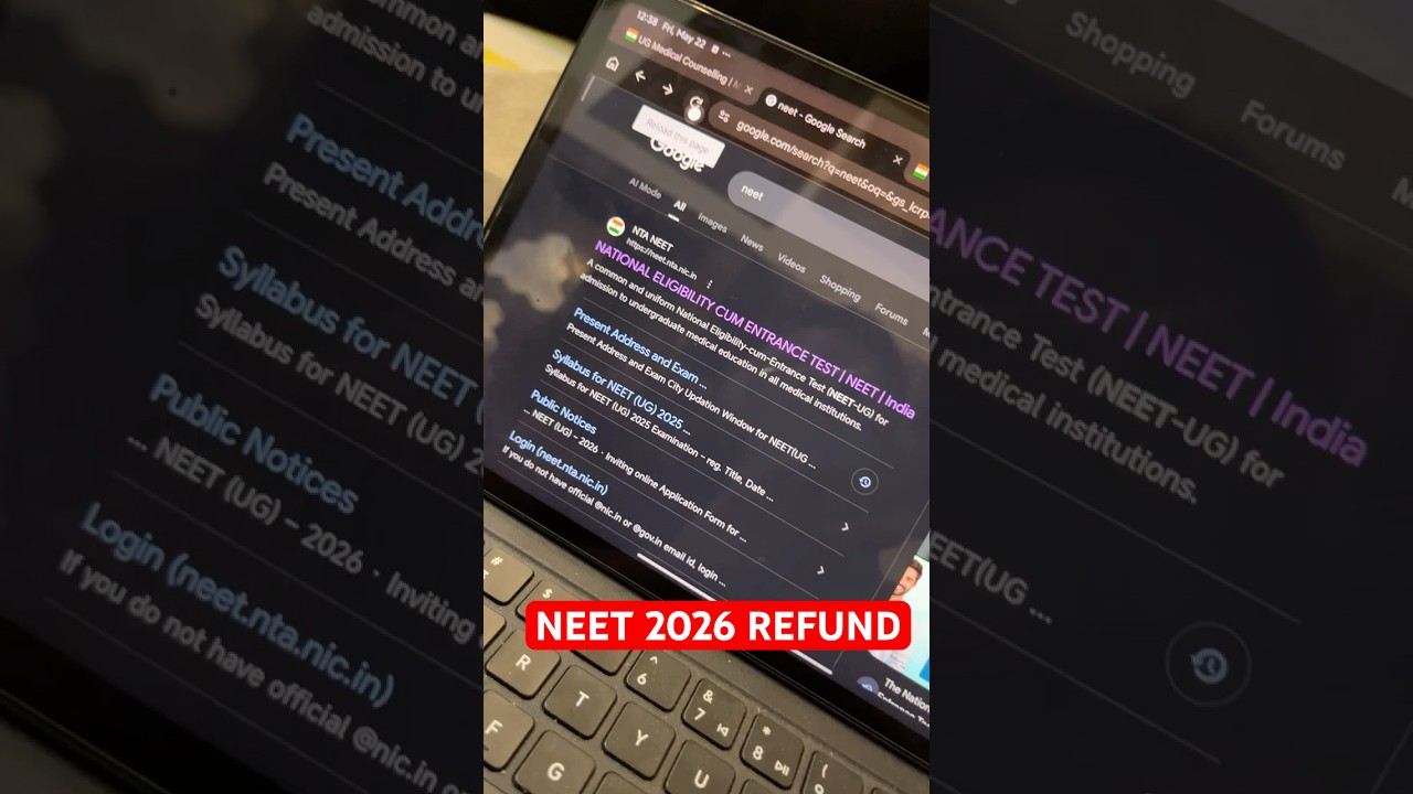 Neet 2026 Refund Update By NTA Re-Neet 2026 22 May 2026 12 PM Latestupdates NTA #neet2026 SVP #Neet