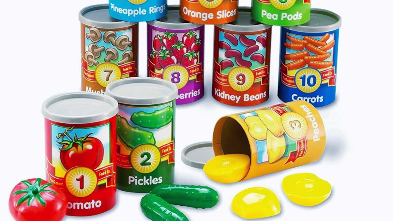Counting 1 to 10 with Fruits and Vegetables cans | Educational video for toddlers