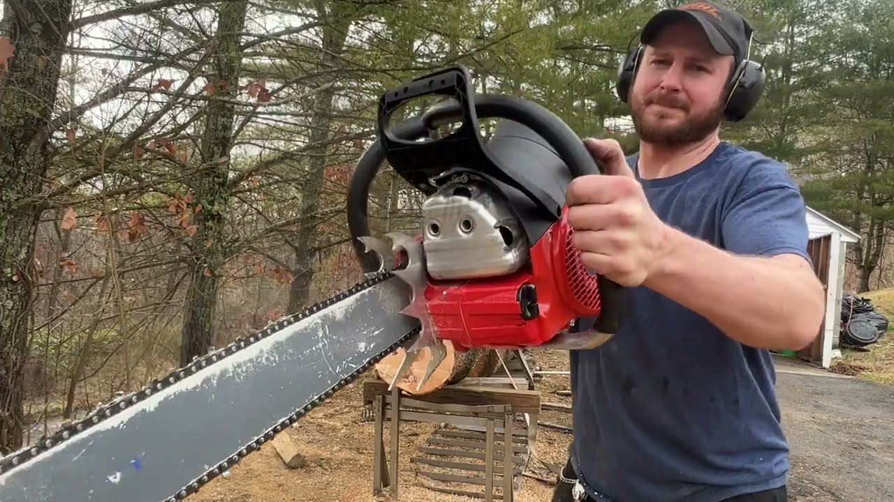 MAKITA 7900 MUFFLER MOD WITH BEFORE & AFTER CUTS