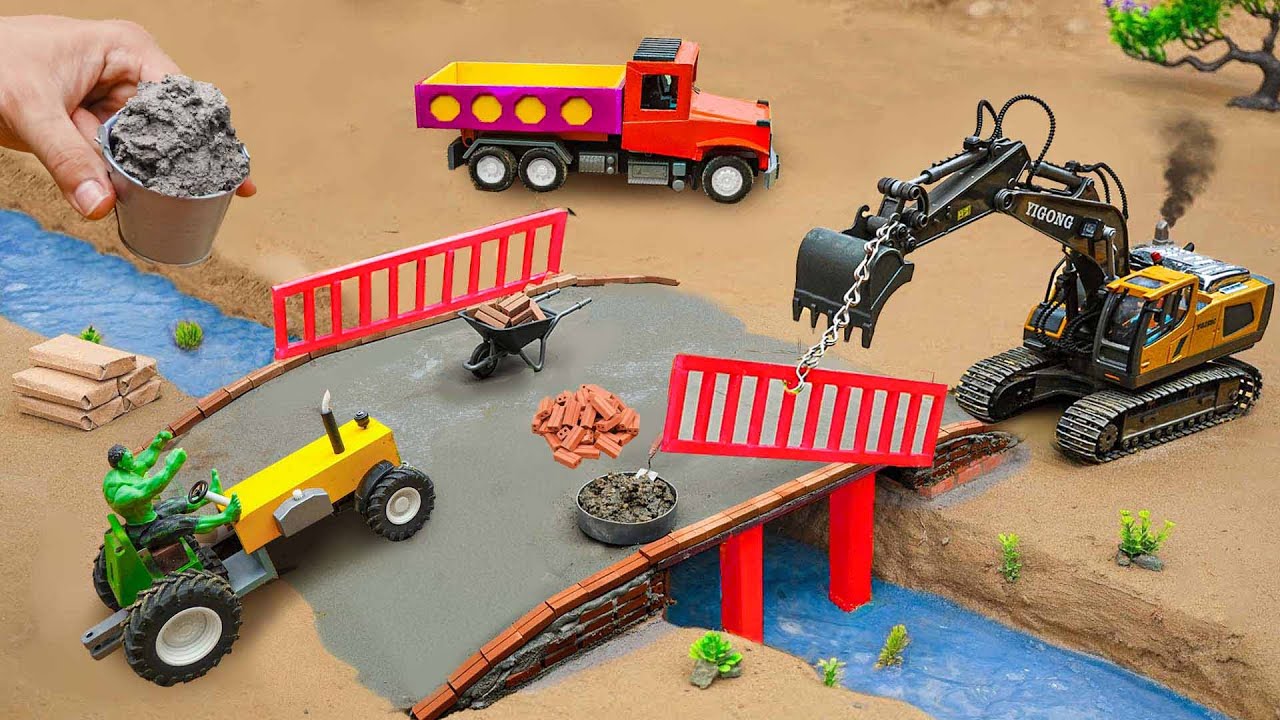 diy mini truck making bricks and metal railing bridge construction science project2@SmallCreatorTV
