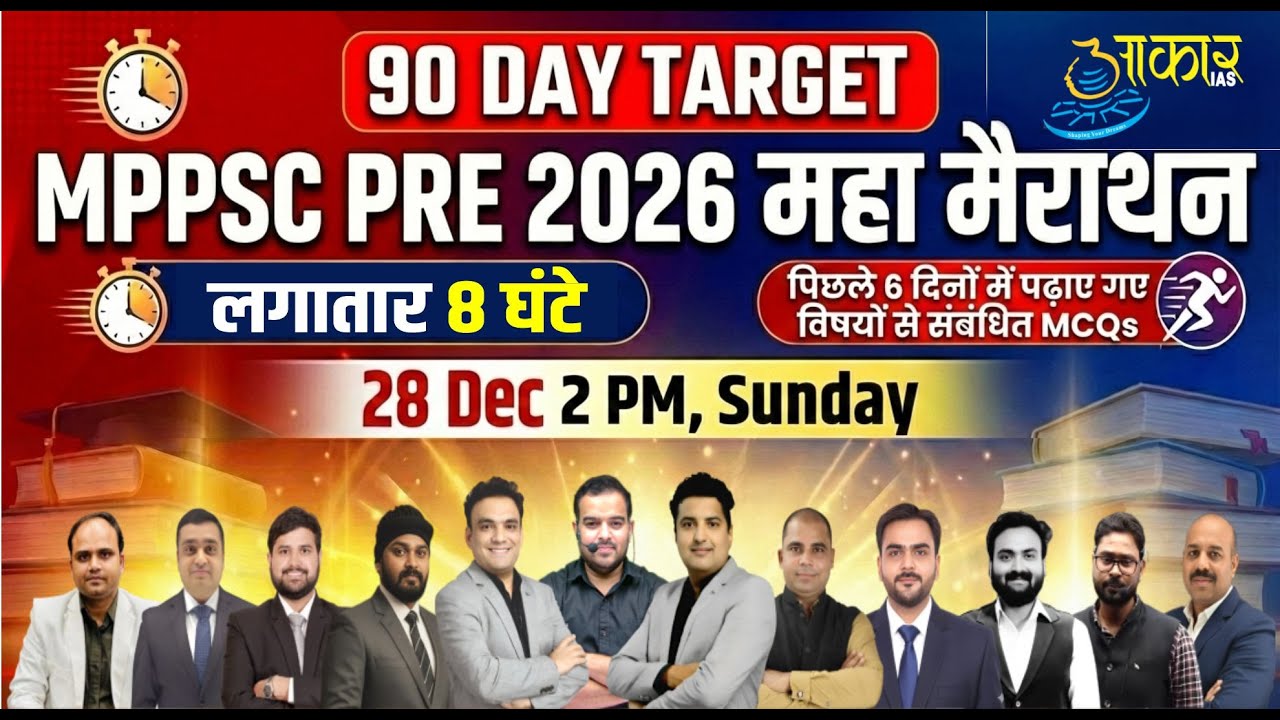 MPPSC Prelims 2026 Maha Marathon | 8 Hours PYQ Series + Strategy | 90 Day Target | Aakar IAS