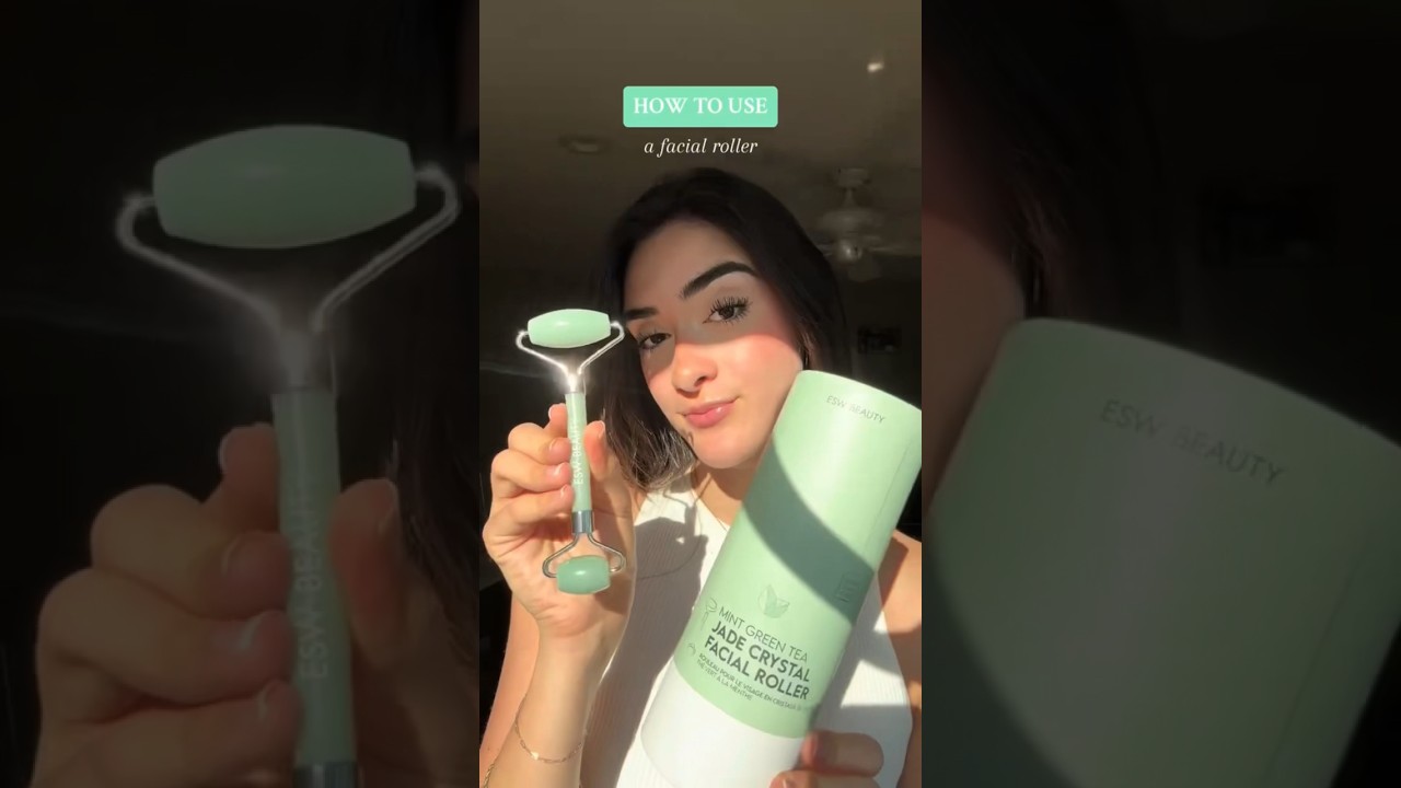 How To Use A Facial Roller 💚 #skincare #beautytips #facialroller #beauty