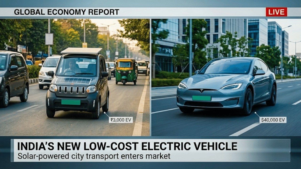 Индия обогнала Tesla, представив солнечный автомобиль стоимостью 3000 долларов.