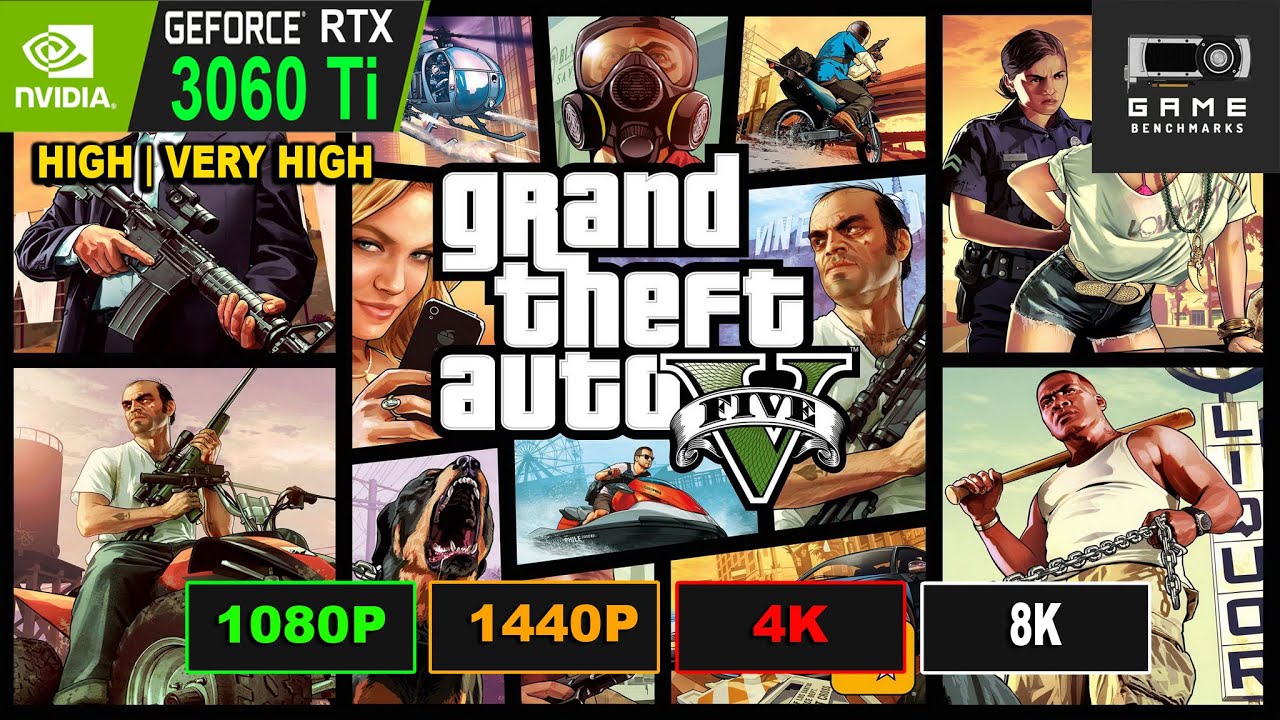 GTA 5 / GTA Online | Тест производительности RTX 3060 Ti (3700x) | 1080P | 1440P | 4K | 8K | 2022