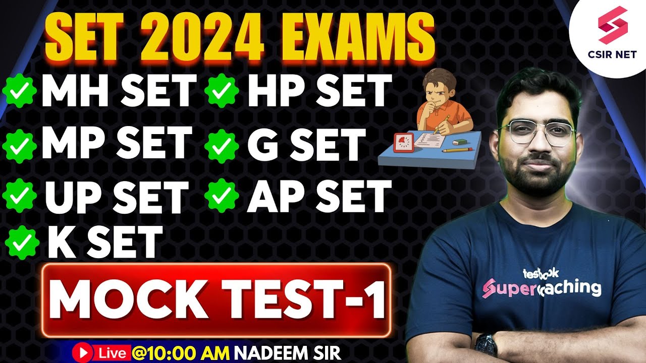 SET 2024 | MH SET | HP SET | MP SET | G SET | UP SET | AP SET | K SET | Mock Test 1 | Nadeem Sir