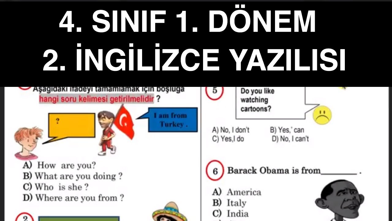 4. Sınıf 1. Dönem 2. İngilizce Yazılısı (Soru Çözümü)