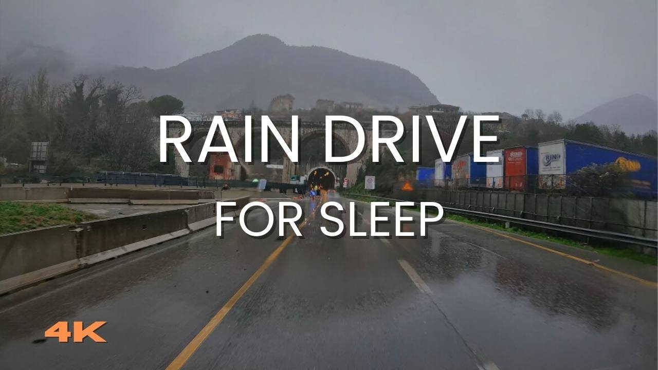 Rainy Drive in Italy 4K | Rain Sounds with Ambient Music for Deep Sleep