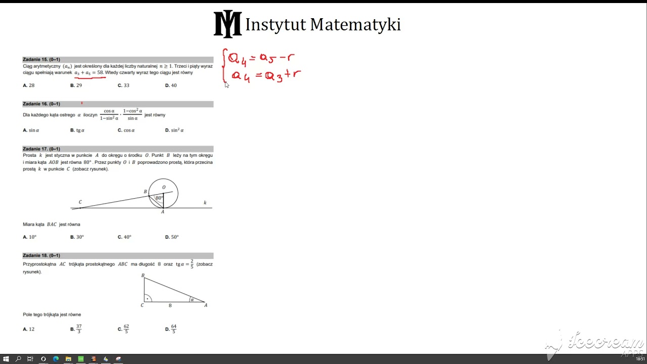 Zadanie 15 - Matura Podstawowa z Matematyki maj - 2021