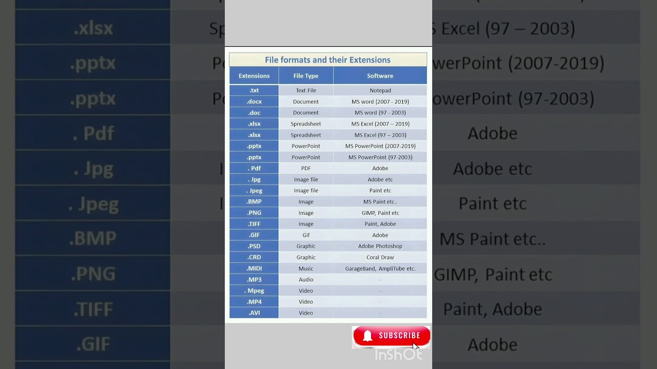 File format and their extension #fileformats #viral #trending