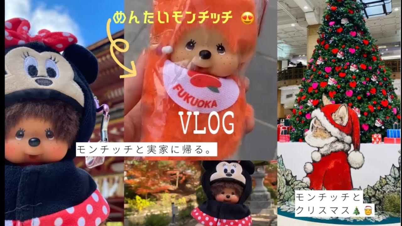 【vlog】モンチッチと帰省する/明太子モンチッチ/クリスマス🎄🎅🌟