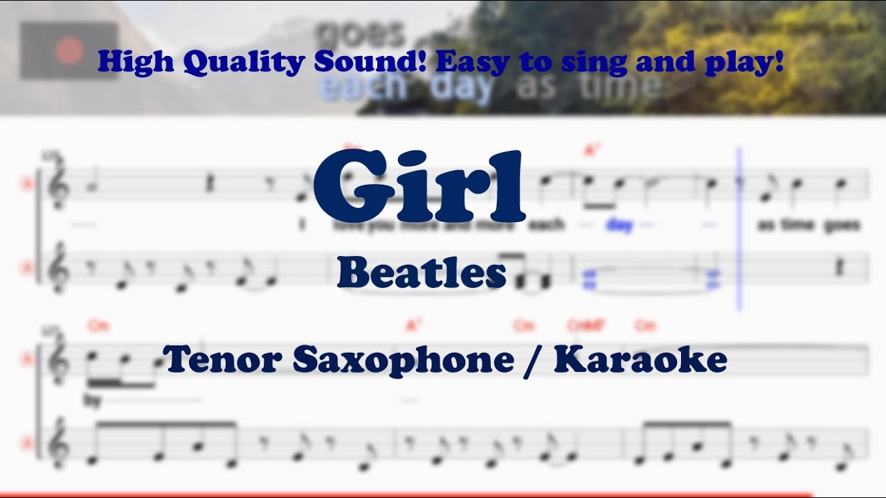 Girl - Beatles (Tenor/Soprano Saxophone Sheet Music Dm Key / Karaoke / Easy Solo Cover)