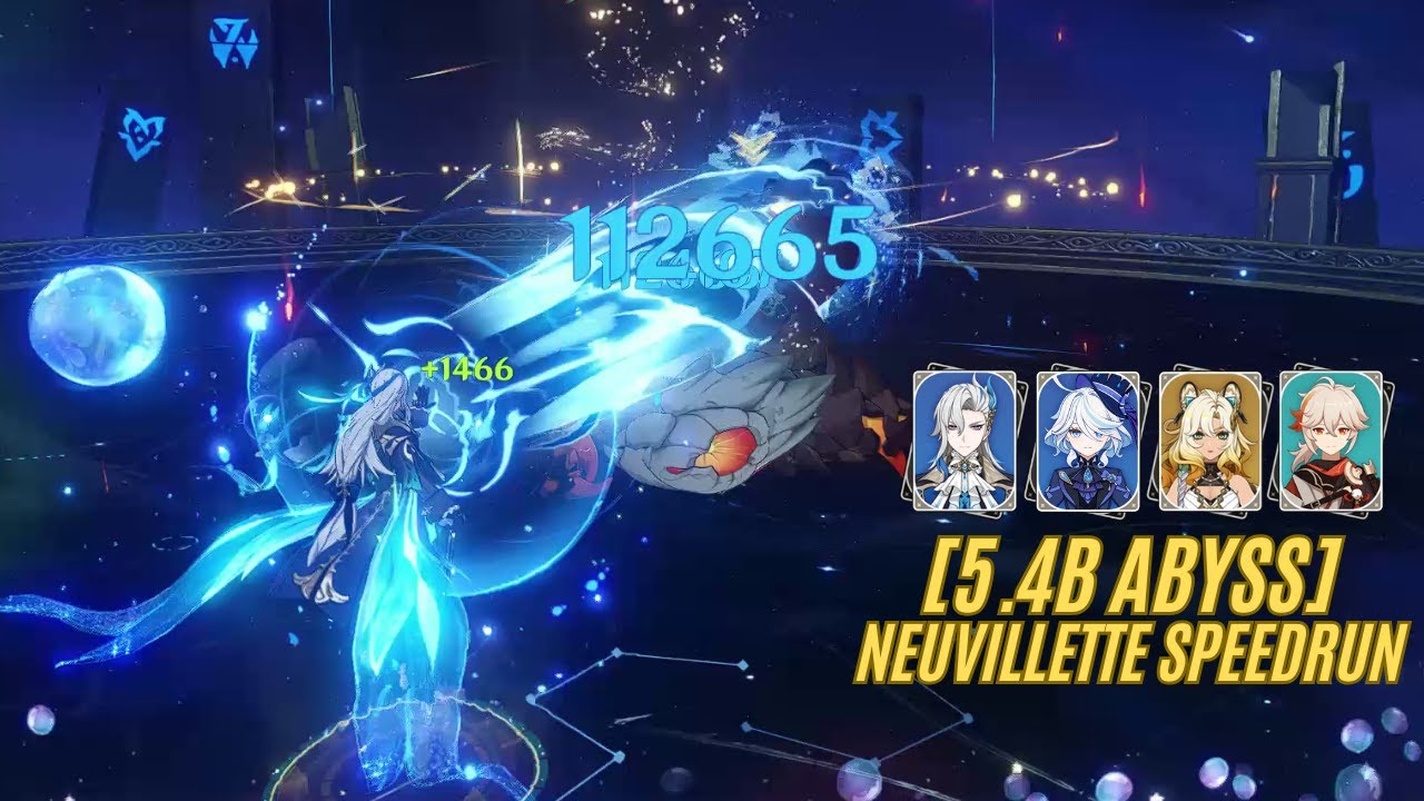 [5.4B Abyss] C0 Neuvillette Top Half Continuous Speedrun 93s | Genshin Impact