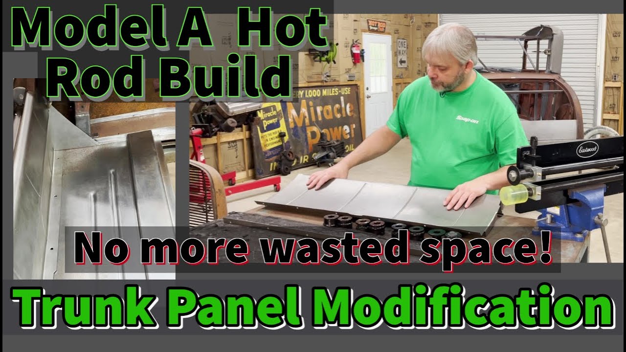 Model A Ford coupe trunk inner panel modifications to gain wasted trunk space!. Hemi Hot Rod Build!