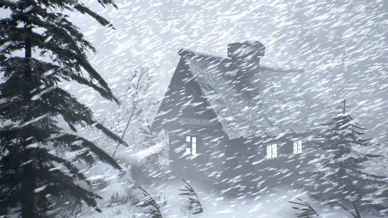 SNOWSTORM near lonely hut at Night. Blowing wind, Howling wind | Solitary Hearth Beneath the Gale