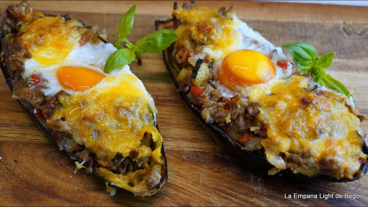 Berenjenas Rellenas de Carne con Huevo. Receta Muy Fácil