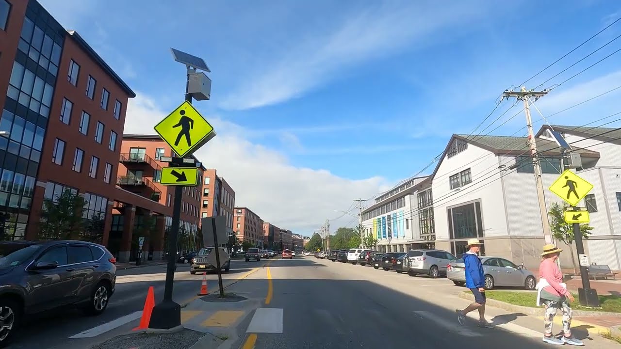 A Sunny Day On Commercial Street In The Waterfront District, Portland Maine 4K
