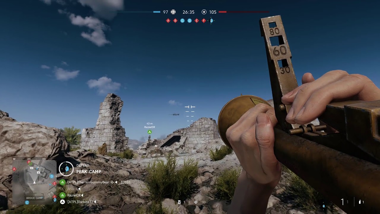 BF V destroying plane with a tank and a Panzerfäust (rocket launcher)