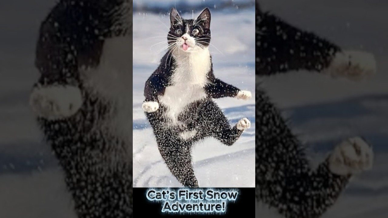 😹Cat&rsquo;s First Snow Reaction Is Adorable❄️🐾#funny #funnycatanddog #funnyanimalvideosshorts