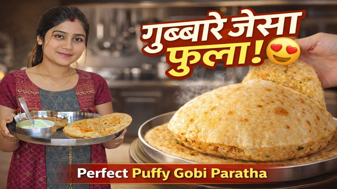 गुब्बारे जैसे फुले फुले गोभी पराठा 😍 | Perfect Gobi Paratha Recipe | Secret Trick