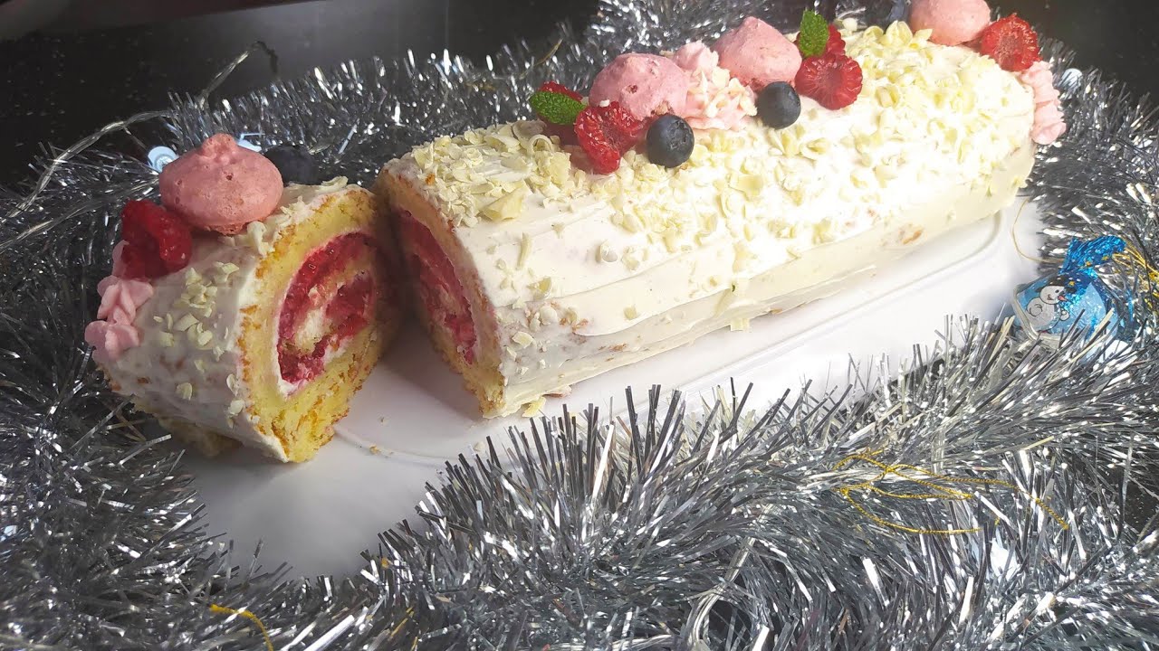 bûche express fait en 30mnt chocolat blanc framboise  🍰🎄 #bûchenoël #bûche #framboisechocolat #cake