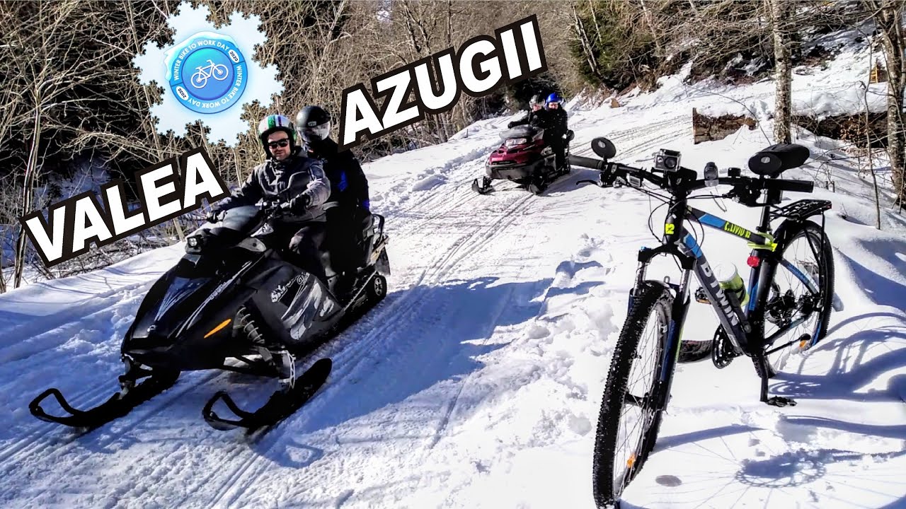Prin zapada ❄️ cu bicicleta 🚲 pe Valea Azugii ⛰️ (Bonus:Concurs ⛷️ SKI)