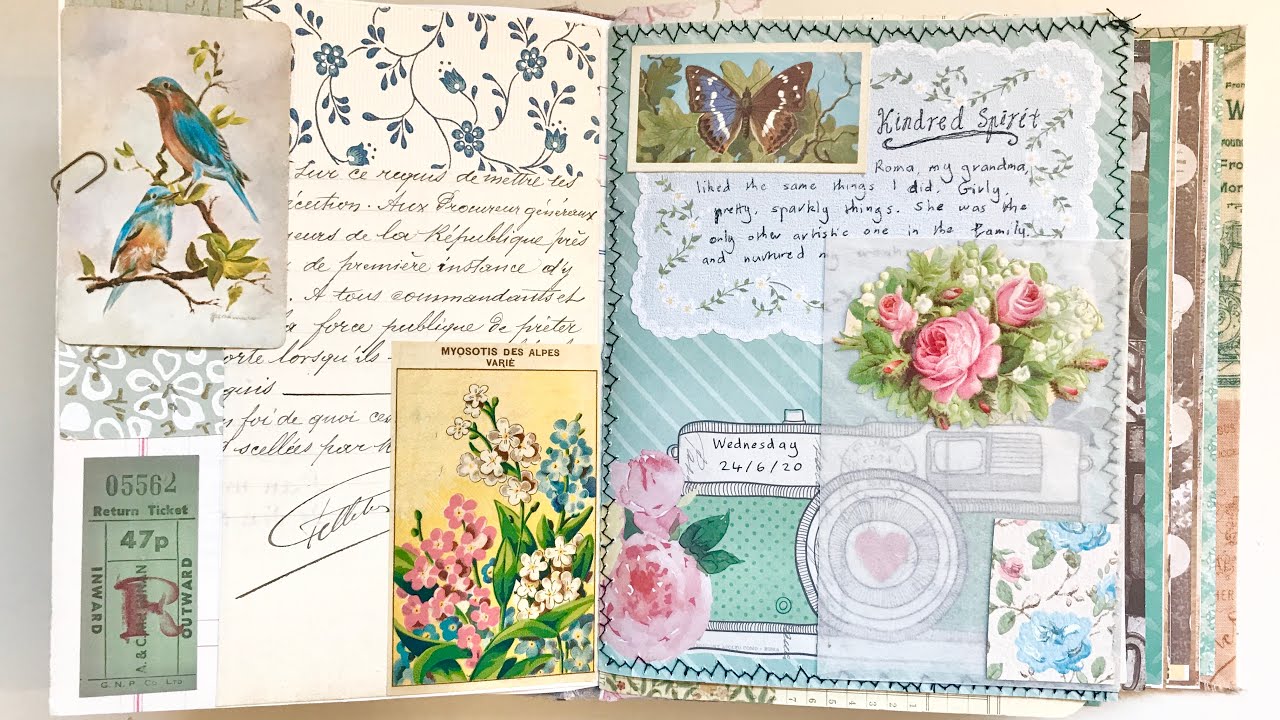ASMR journal flip through: Vintage journal - Paper sounds, no talking