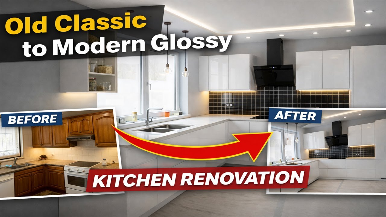 Old Classic to Modern Glossy Kitchen Renovation | Before & After Transformation