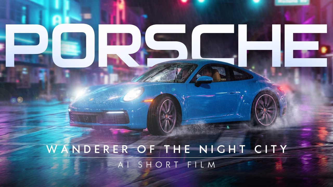 PORSCHE 911. Wanderer of the night city. [AI SHORT  FILM]