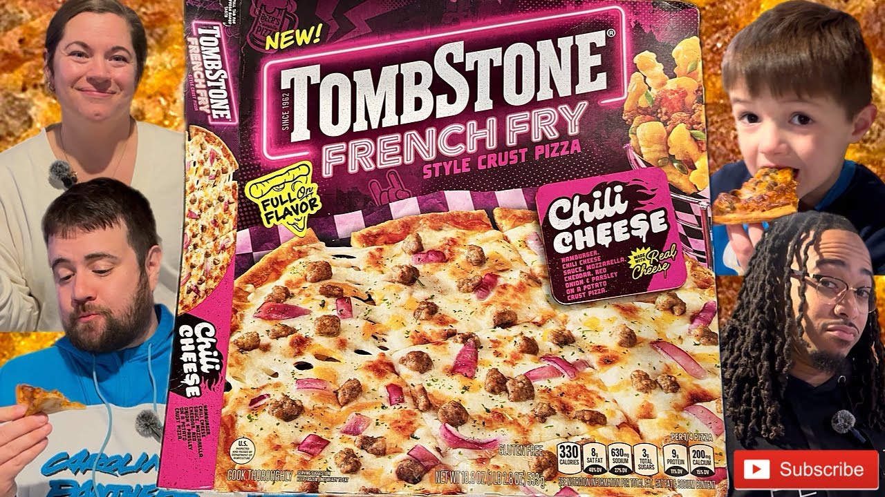 NEW! TombStone - FRENCH FRY - Style Crust Pizza - Chili CHEESE! Taste Test & Review!