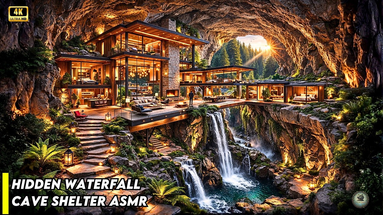 I Built an Impossible Shelter Behind a Waterfall | Relaxing ASMR | Viral AI |Oddly Satisfying