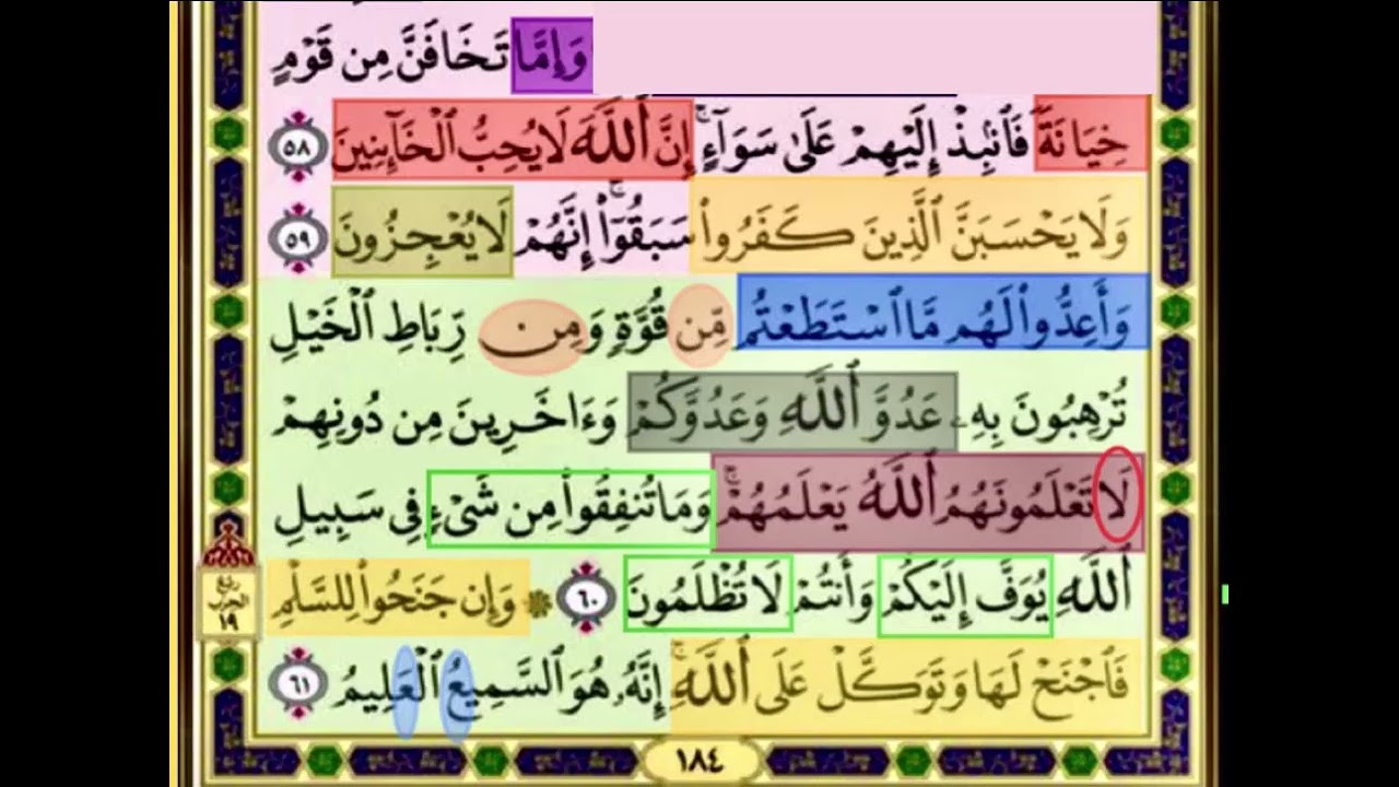 باقي صفحة 184 من سورة الانفال الايات من 58:61 مكررة بصوت الشيخ محمود الحصري