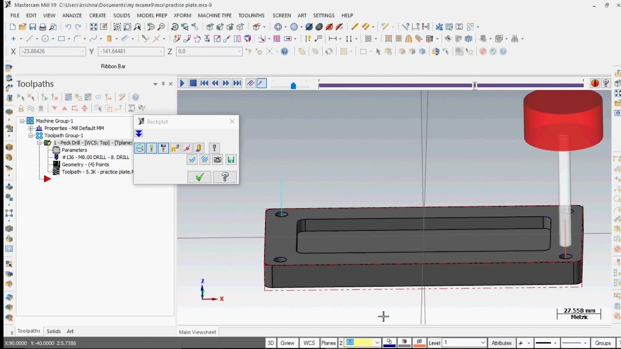 Mastercam tutorial | pocket milling &| drilling toolpath
