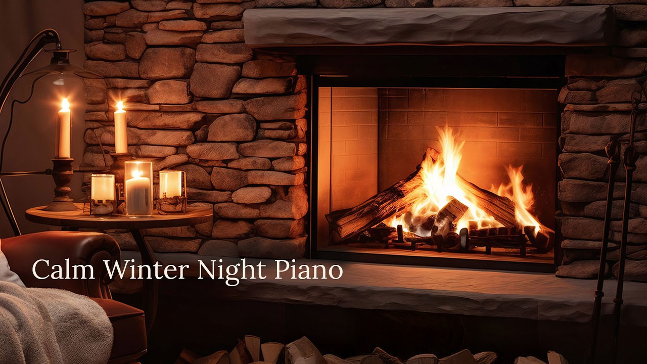 Cozy Winter Piano by the Fireplace ❄️ Soft Ambient Music for Sleep & Relax