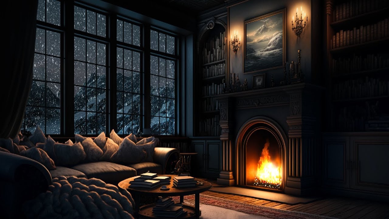 Cozy up to the fire in the Swiss Alps | Cozy Winter Ambience | Crackling Fire Sounds