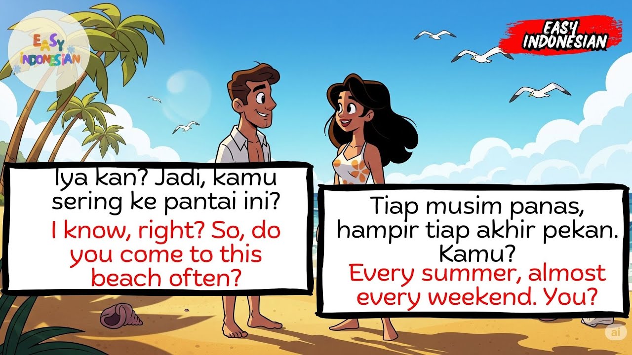 Indonesian Conversation | Meeting an Old Friend at the Beach