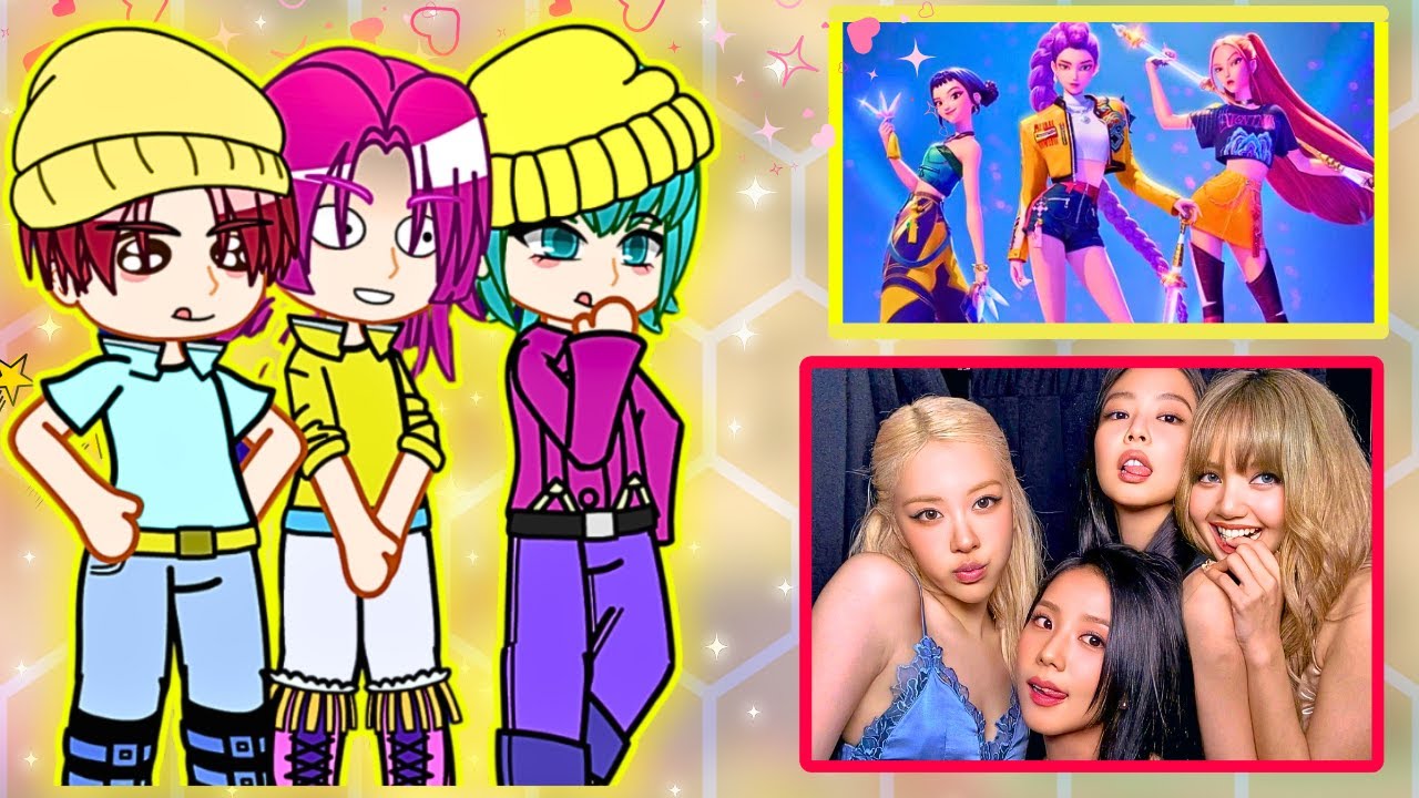 Saja boys react to rumi as jennie zoey as lisa mira as rose || Blackpink || Gacha Reaction