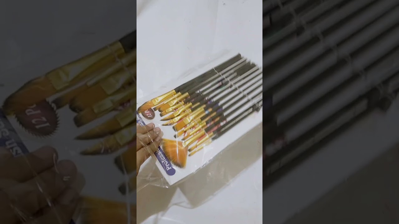 ₹131 ke  12 paint brushes 🖌️ Unboxing paint brush 