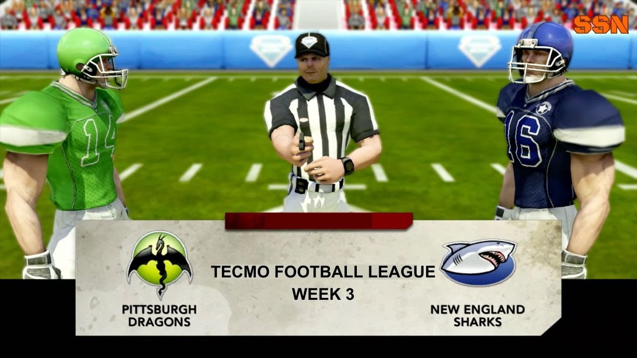 Tecmo Football League Week 3- Pittsburgh Dragons (1-1) vs New England Sharks (1-1)