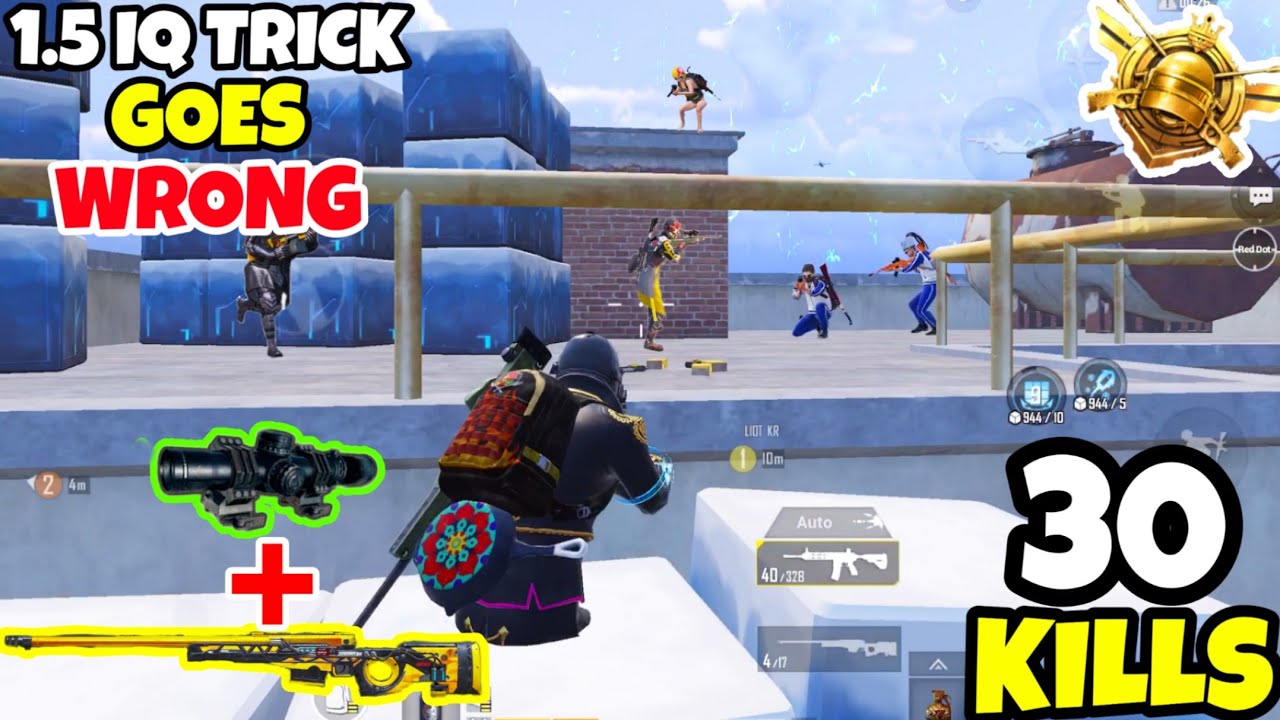 Using 1.5 IQ Ice-Wall Trick Goes EXTREMELY Wrong With AWM in PUBG Mobile • (30 KILLS) •PUBGM (HINDI)