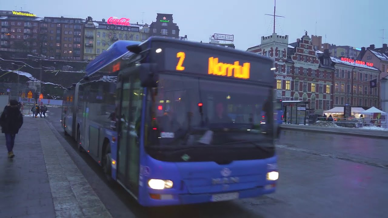Sweden, Stockholm, bus 2 ride from Slussen to Norrtull
